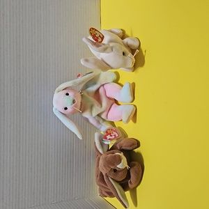Bunnies - Ty Beanie Babies - Ears, Nibbles, Hippie